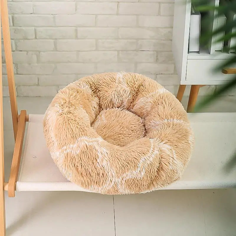 Donut Mand Plush Bed for Large Dogs, Pet Accessories, Cat's House, L Round Mat for Small and Medium Animal Calming, 70cm