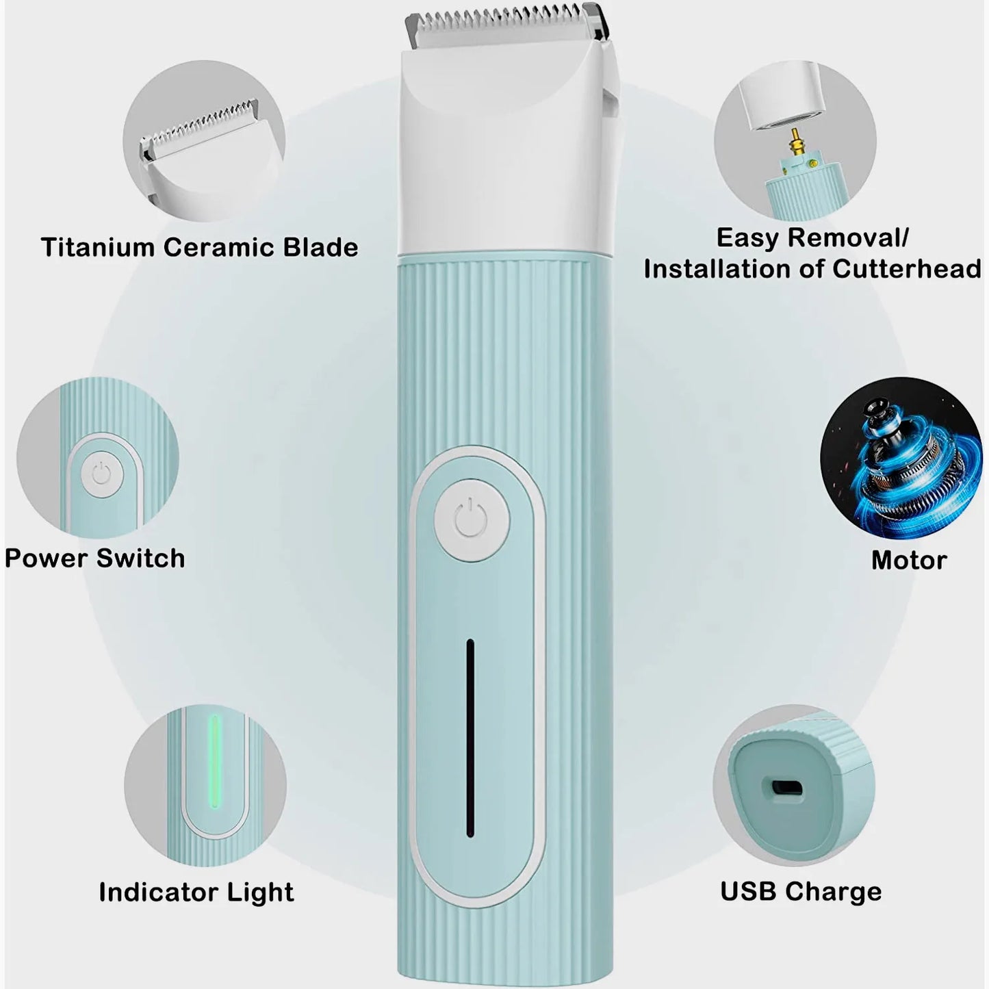 Professional Dog Cat Clippers Kit - 4-in-1 Quiet Grooming Trimmer with Washable Blade & Paw Comb, Rechargeable Pet Hair Clipper