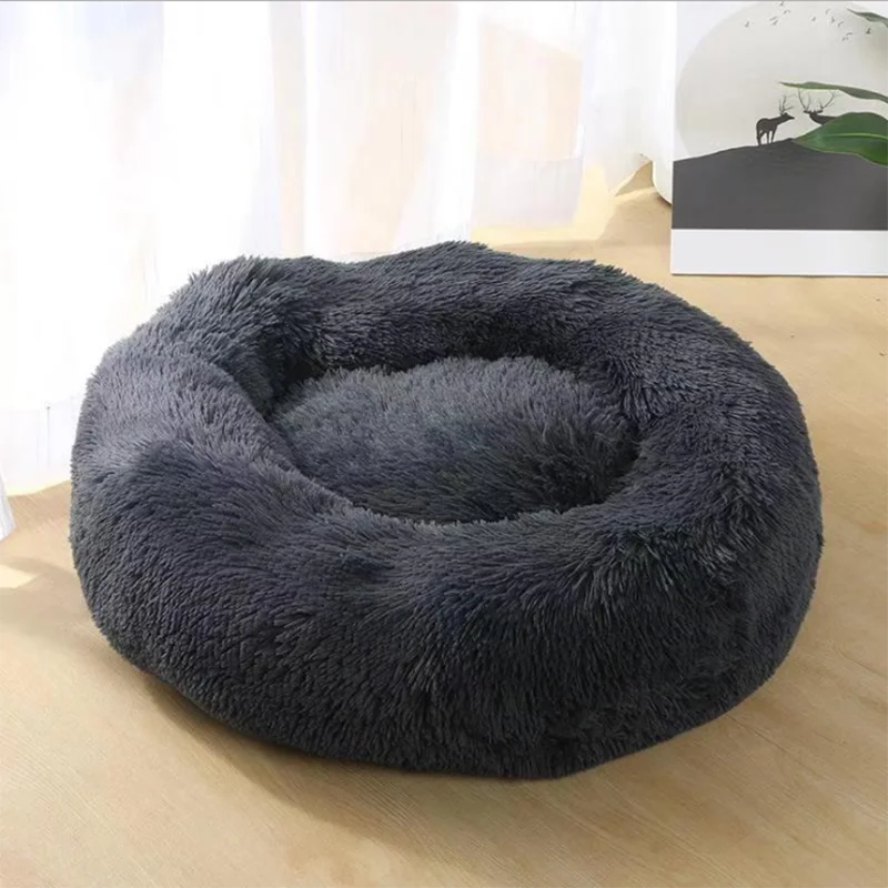 Donut Mand Plush Bed for Large Dogs, Pet Accessories, Cat's House, L Round Mat for Small and Medium Animal Calming, 70cm