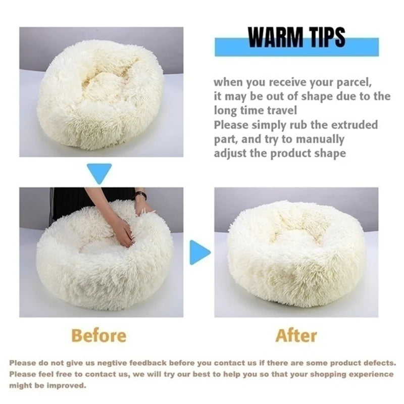 Donut Mand Plush Bed for Large Dogs, Pet Accessories, Cat's House, L Round Mat for Small and Medium Animal Calming, 70cm