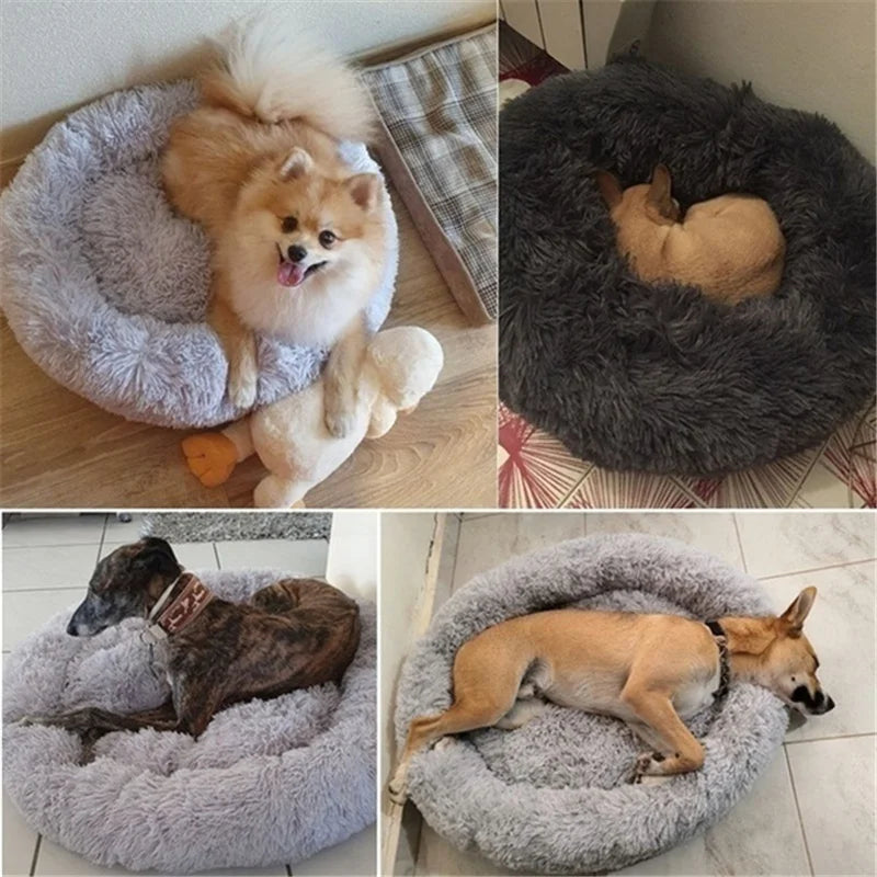 Donut Mand Plush Bed for Large Dogs, Pet Accessories, Cat's House, L Round Mat for Small and Medium Animal Calming, 70cm