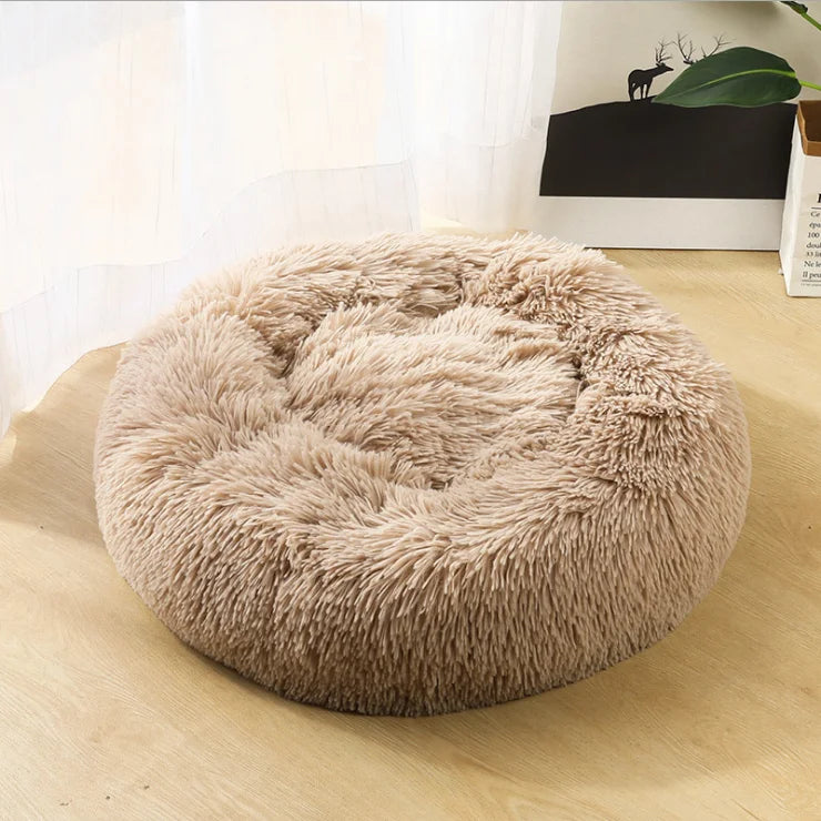 Donut Mand Plush Bed for Large Dogs, Pet Accessories, Cat's House, L Round Mat for Small and Medium Animal Calming, 70cm