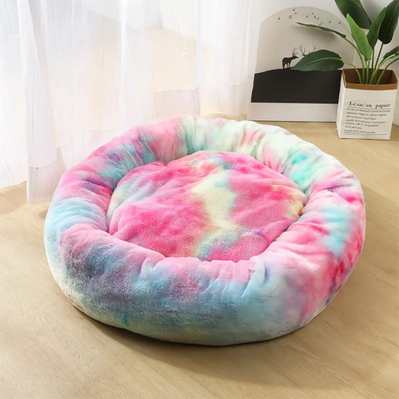 Donut Mand Plush Bed for Large Dogs, Pet Accessories, Cat's House, L Round Mat for Small and Medium Animal Calming, 70cm