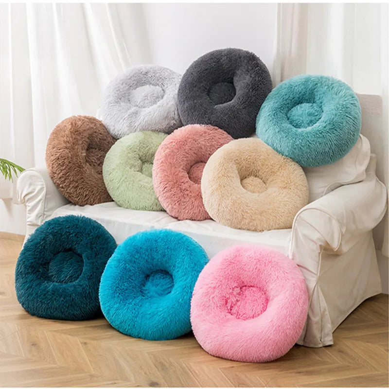 Donut Mand Plush Bed for Large Dogs, Pet Accessories, Cat's House, L Round Mat for Small and Medium Animal Calming, 70cm