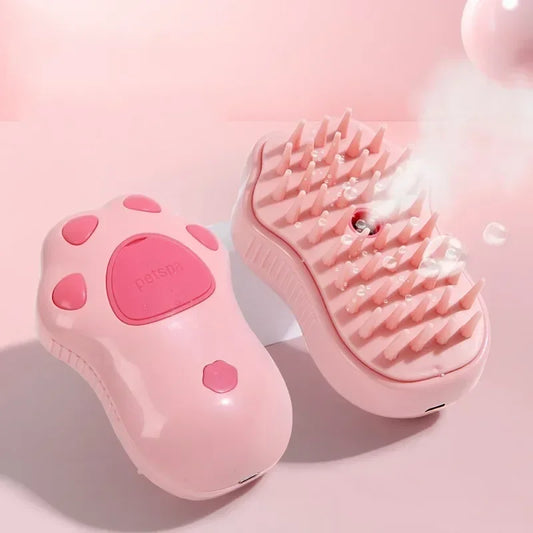 2025Multifunctional Rotating Cat Grooming Steamer Brush Pet Hair Removal Spray Massage Comb 3 In1 Self Cleaning Steam Cat Brush